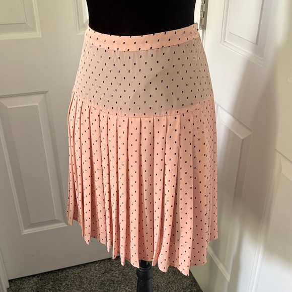 Halogen Pastel Pink and Black Polka Dot A-Line Skirt - Picture 3 of 11